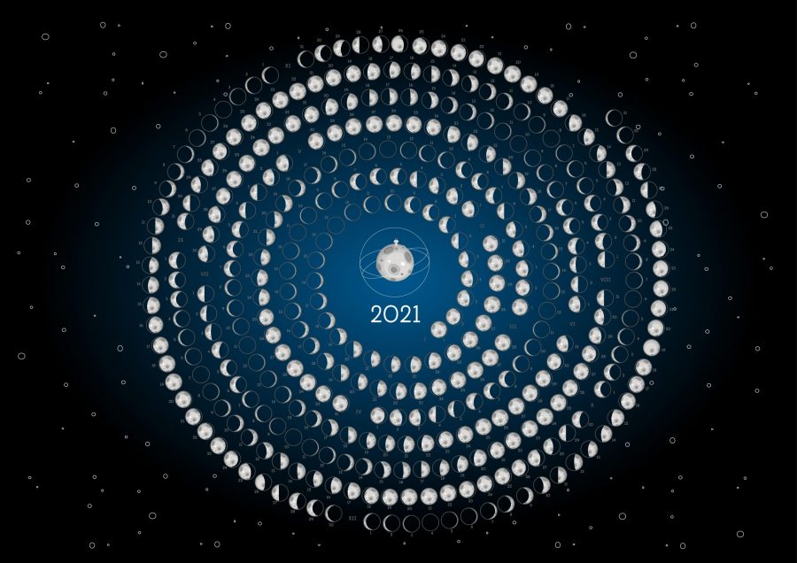 Calendario Lunar 2021 fondo Azul